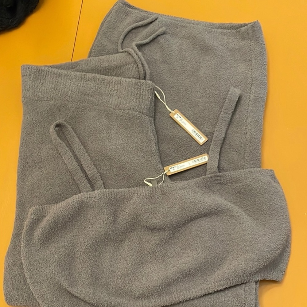 2 PC SET 4X/2X NWT SKIMS Cozy Set Grey Chalk Pants and Bralette